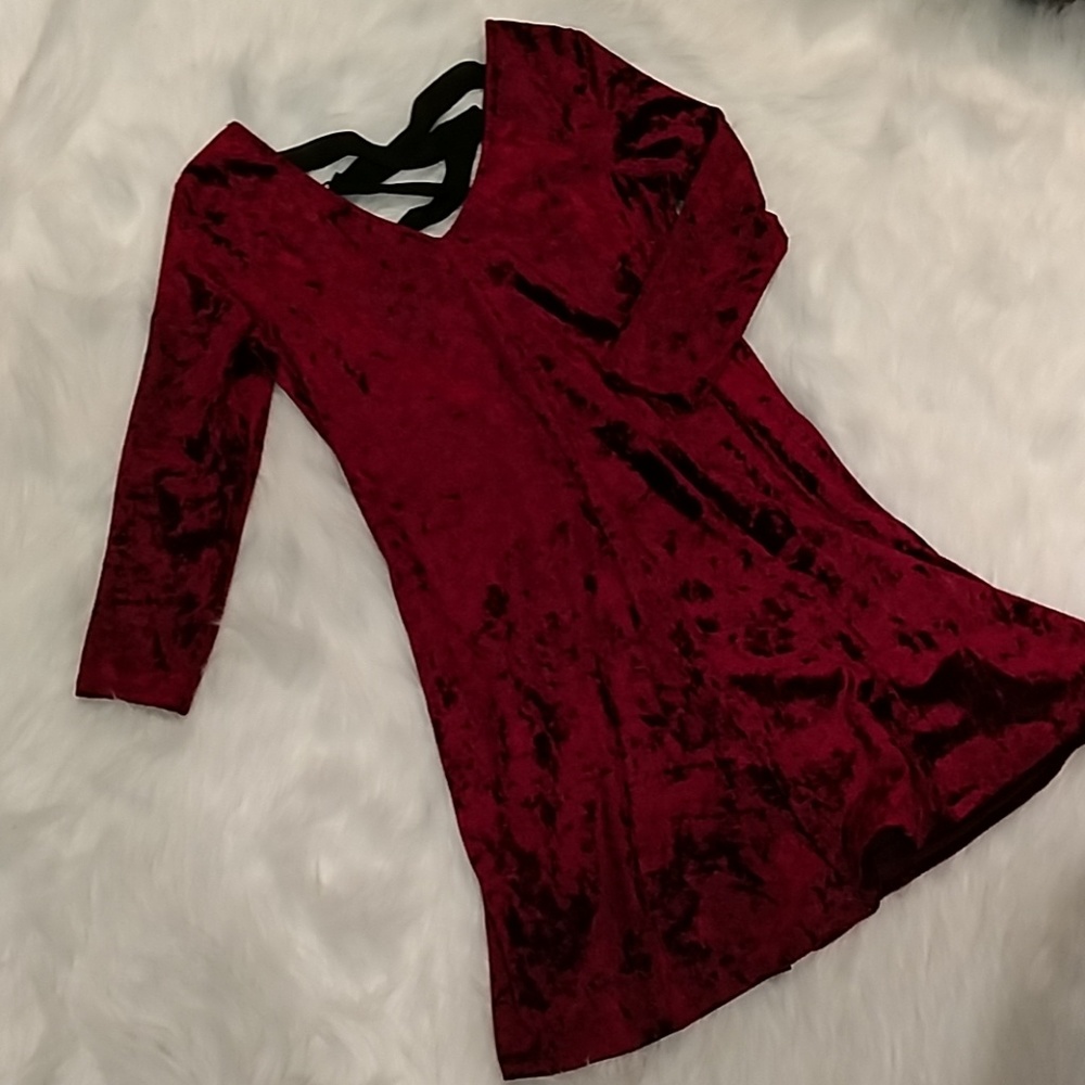 A. Byer Maroon Velvet Dress size Small
